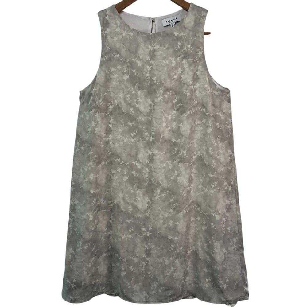 GILLI Floral Gray Beige Watercolor Pattern Mini Sheath Dress Size Small Summer